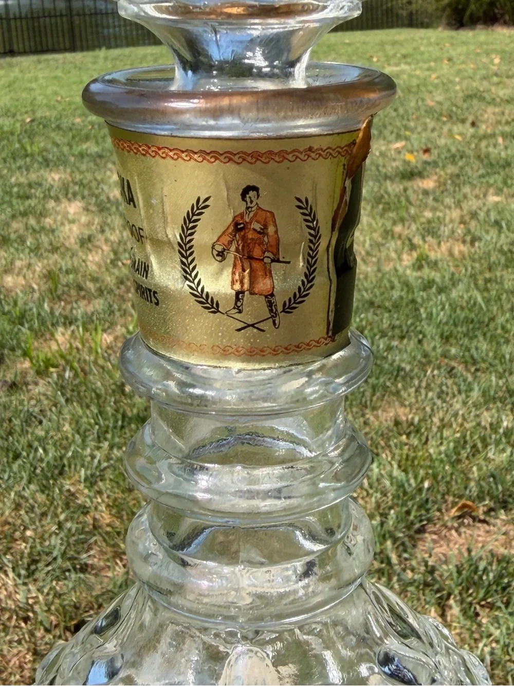 Vintage Dark Eyes Vodka Glass Decanter Stopper Clear Spring Clermont KY. G23
